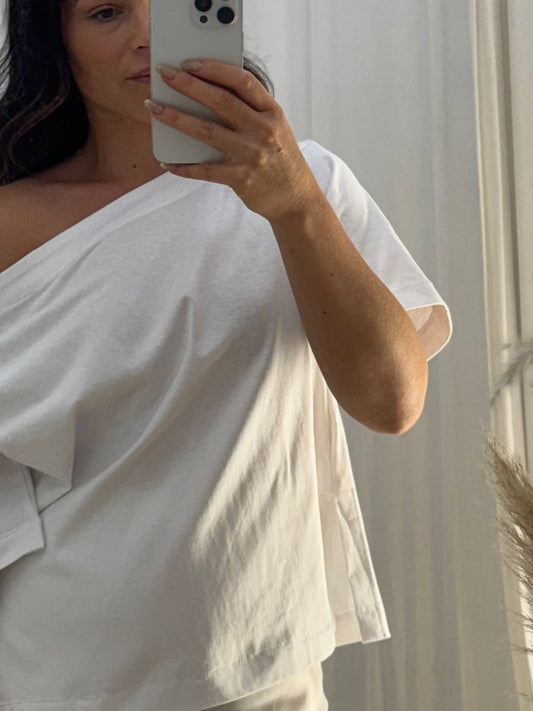 Jenna Boat Neck Tee White