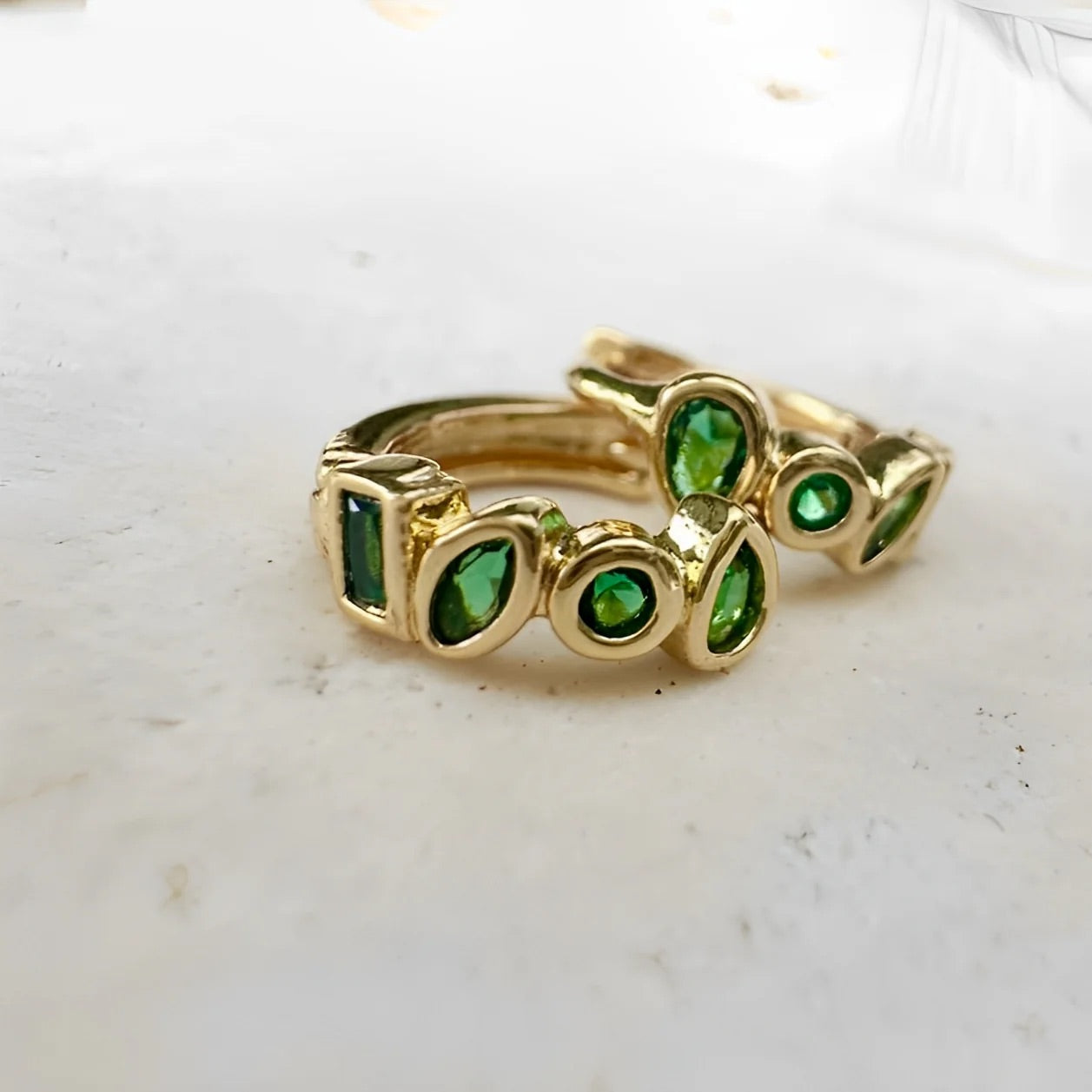 Glory Huggie Earrings - Emerald