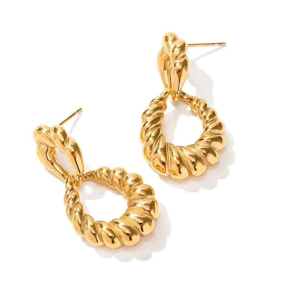 Gold Plated Rope Design Earrings