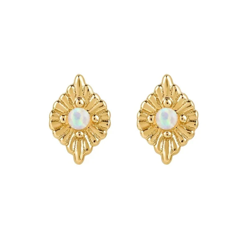 Opal 18k Gold Plated Stud Earrings