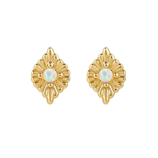 Opal 18k Gold Plated Stud Earrings