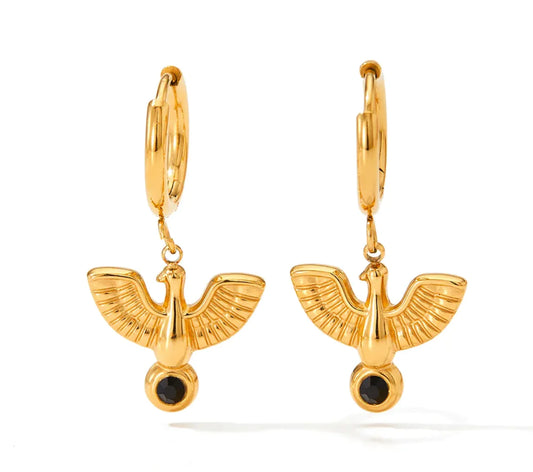 Gold Plated Bird Hoop Earrings