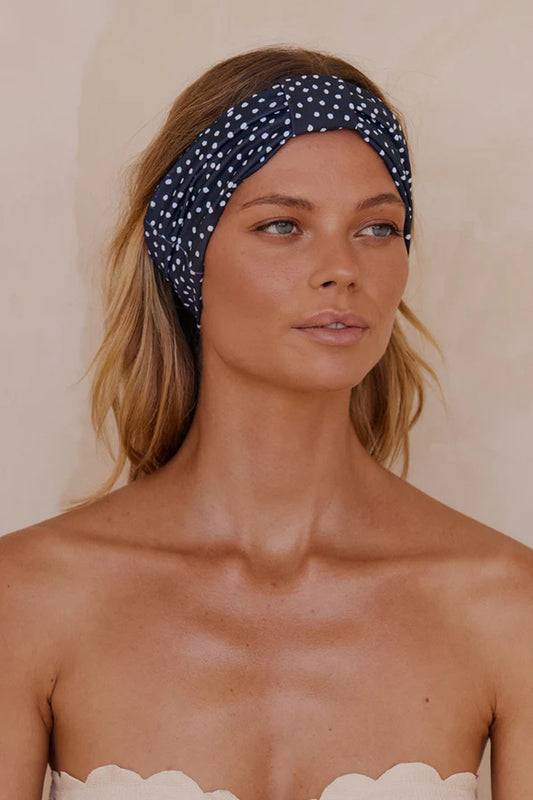 HEADBAND - NAVY POLKADOT