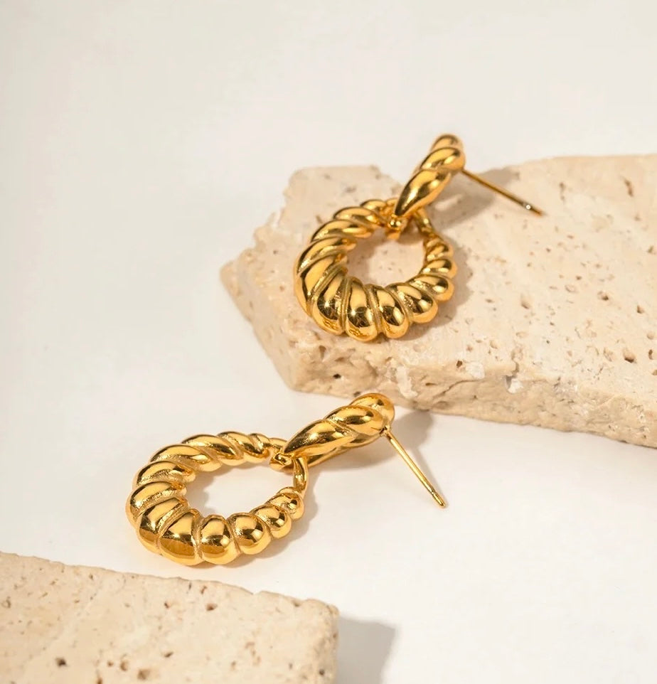 Gold Plated Rope Design Earrings