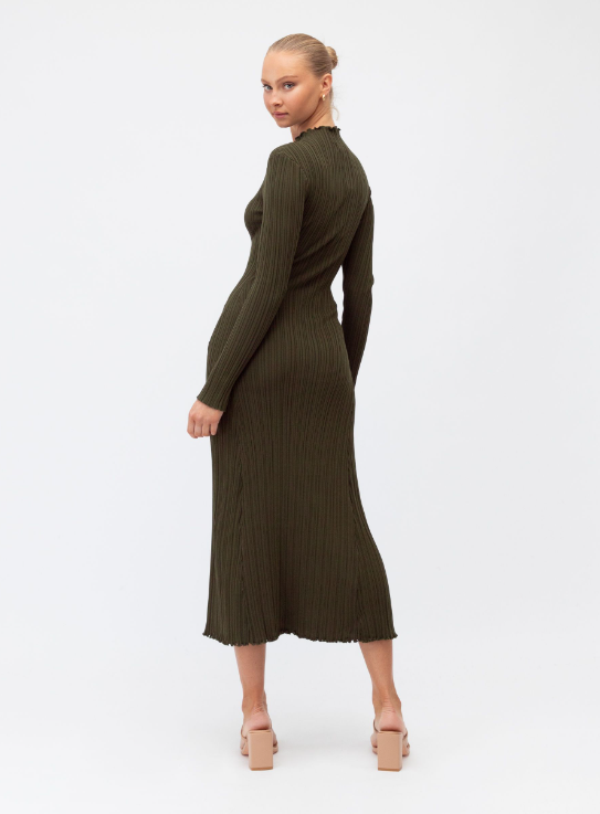 Estelle Rib Dress Khaki