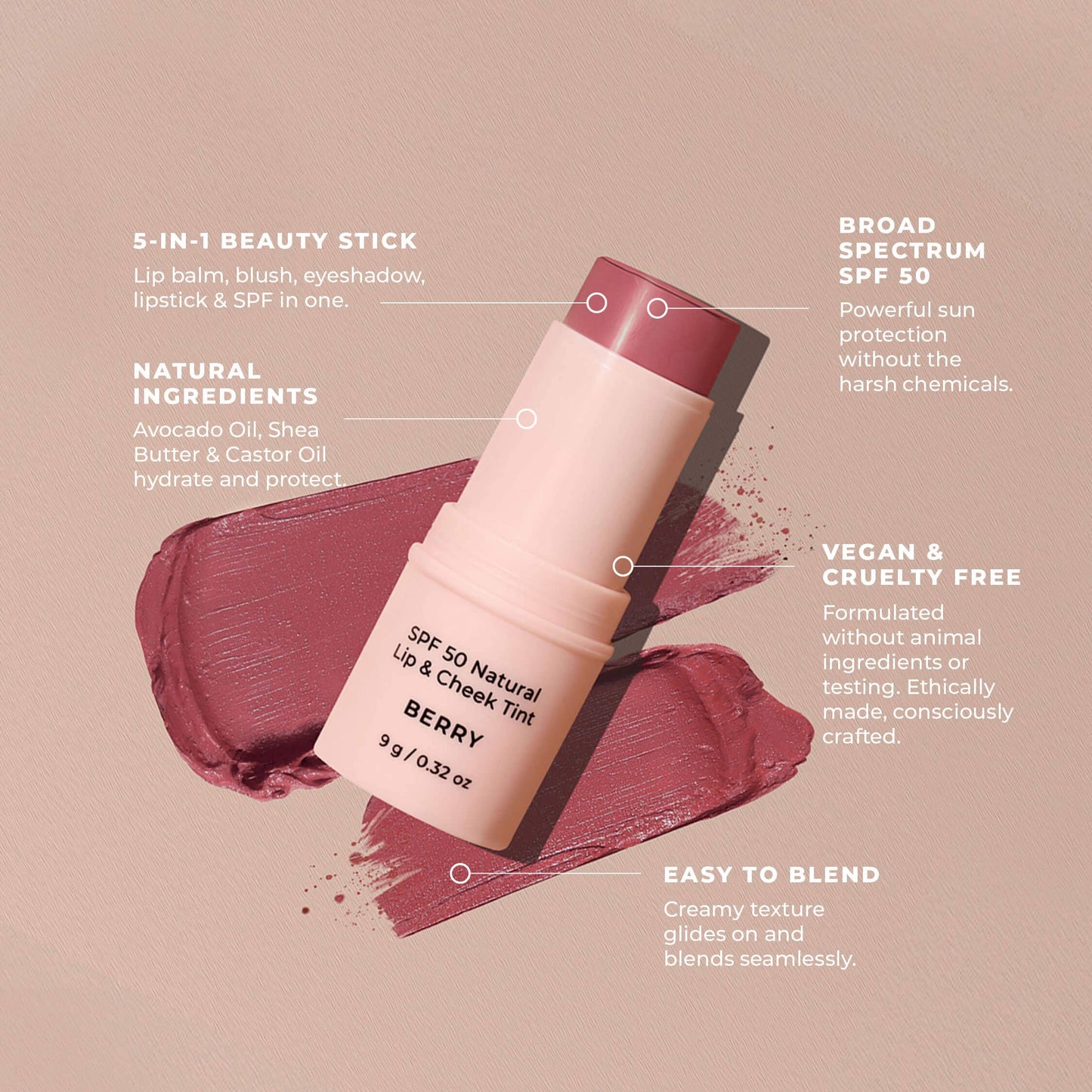 SPF 50 Natural Lip & Cheek Tint: Nude