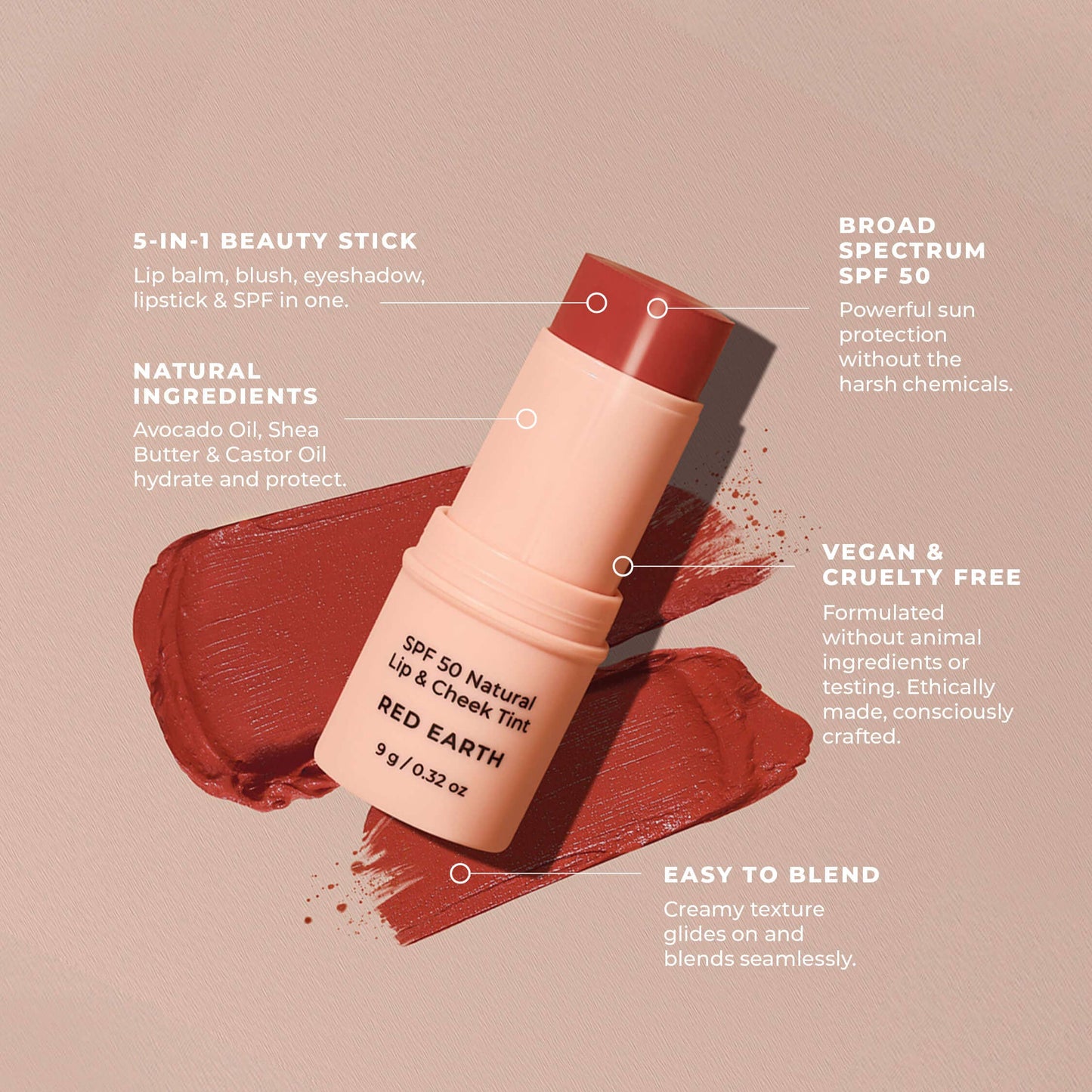 SPF 50 Natural Lip & Cheek Tint: Rose