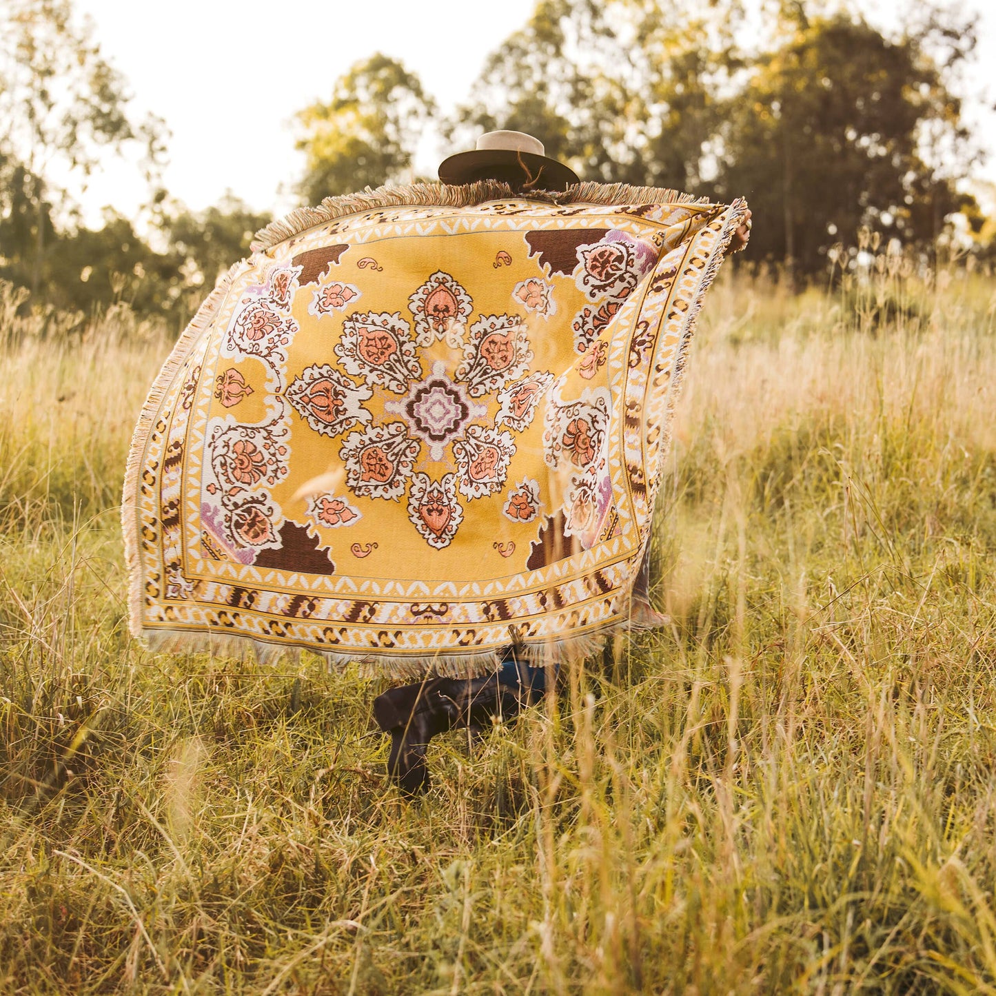 'Here Comes The Sun' Woven Picnic Rug/Throw: Regular 130x160cm