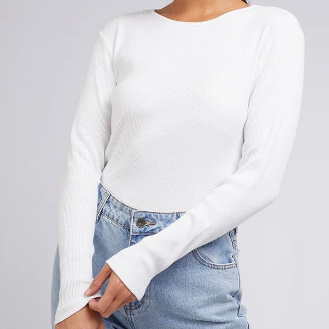 Rib Long Sleeve White