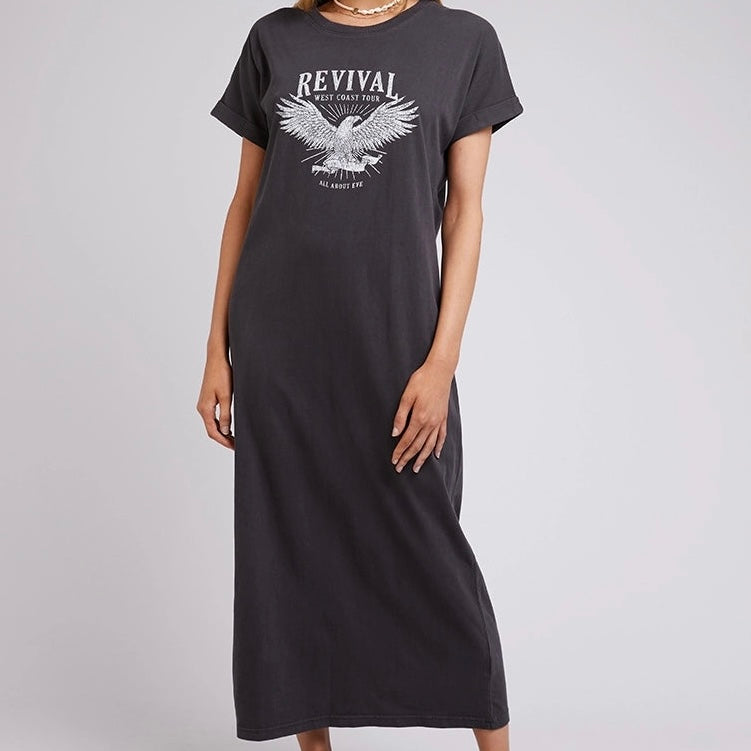 REVIVAL MIDI TEE DRESS - Washed Black