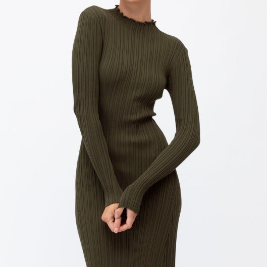 Estelle Rib Dress Khaki