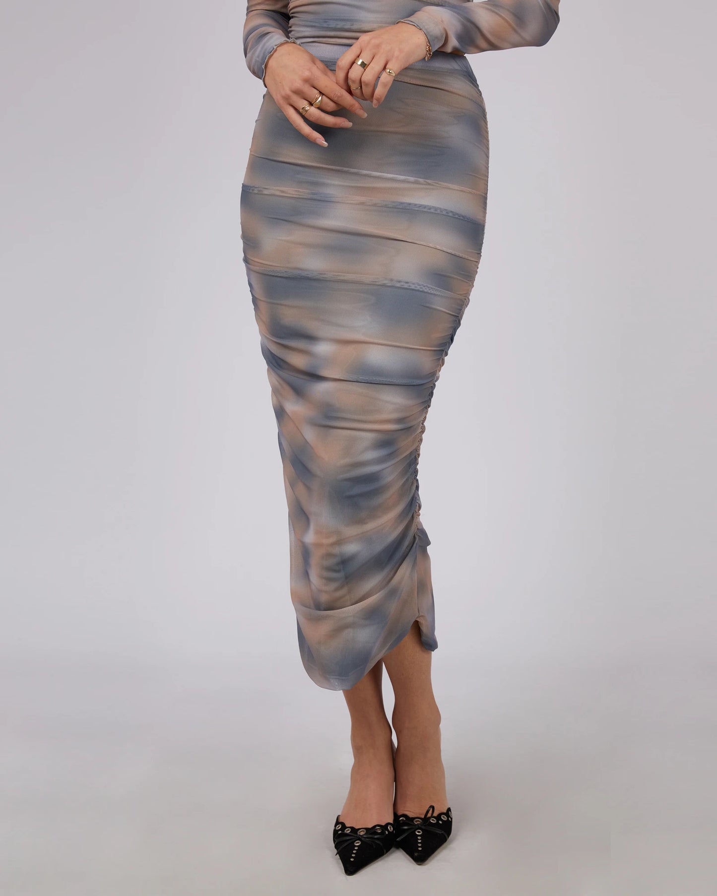 Portia ruched maxi skirt