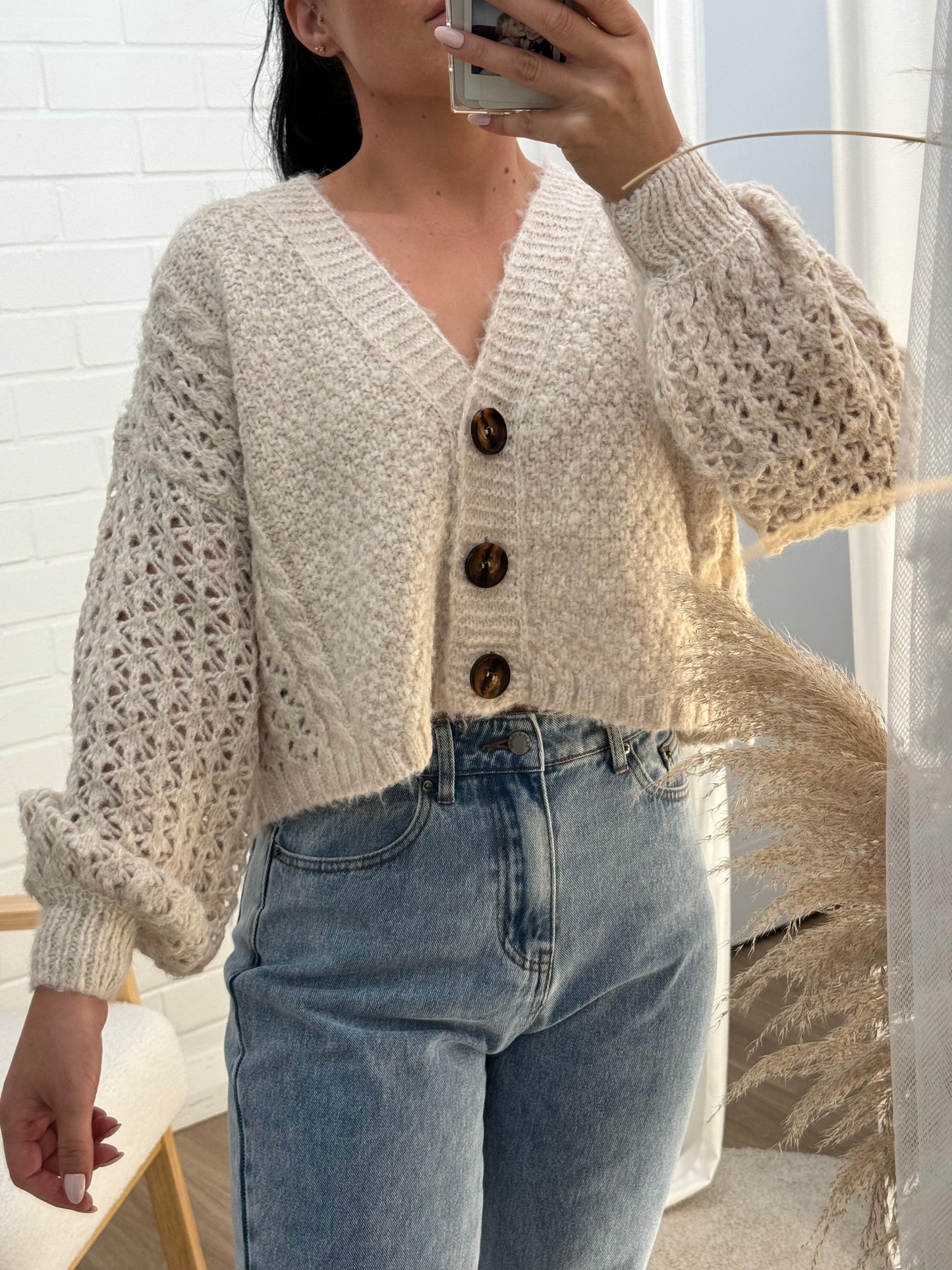 Day Lily Knit Cardigan Beige