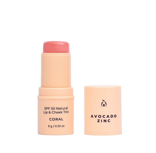 Avocado Zinc SPF 50 Natural Lip & Cheek Tint - Coral