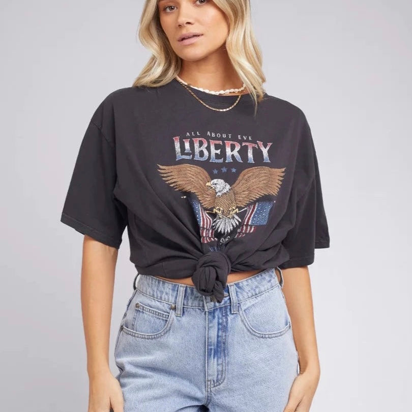 AMERICAN EAGLE TEE - Washed Black