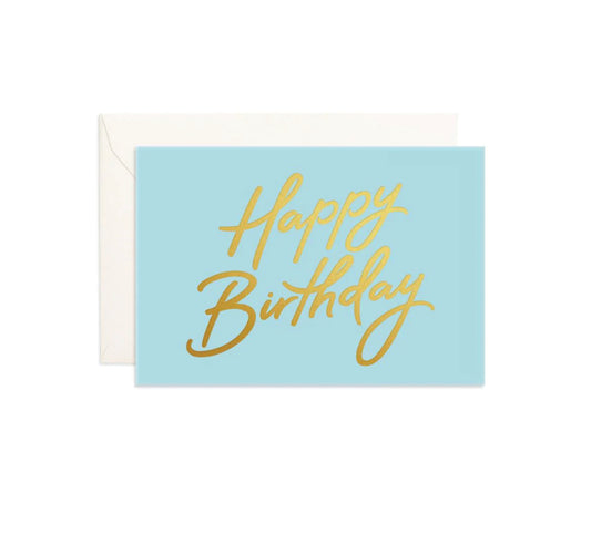 Happy Birthday Aqua Mini Greeting Card