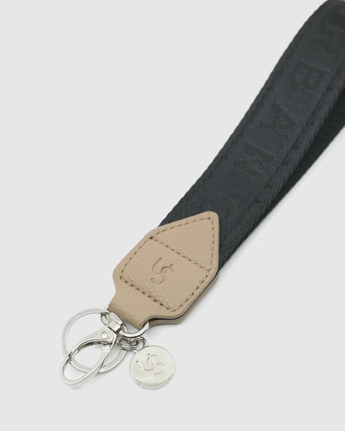 Webbing Wristlet Key chain - Black/Nude